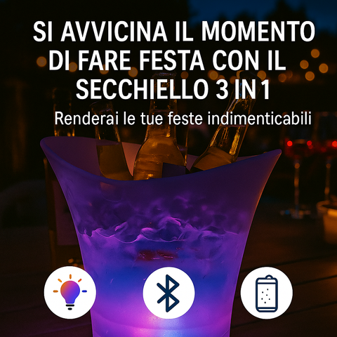 Secchiello LED 3 in 1 — Luci, Musica e Drink Ghiacciati